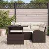 Garden Sofa Set with Cushions and Storage 5 pcs Brown Poly Rattan