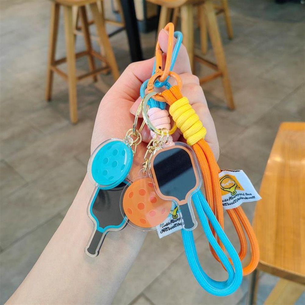 Detachable Pickleball Racket Pendant Acrylic Fitness Series Pendant  Bag Accessories