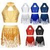 Copii Fete Crop Top cu paiete cu fustă Set ținute de dans latino jazz 2 piese Costum de performanță Îmbrăcăminte de dans