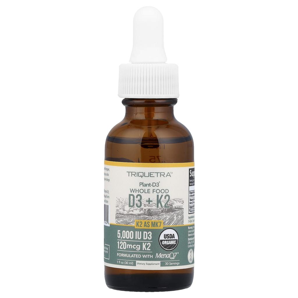 Triquetra Health, Plant-D3® Whole Food D3+ K2, Maximum Strength, 30 ml (1 fl oz)