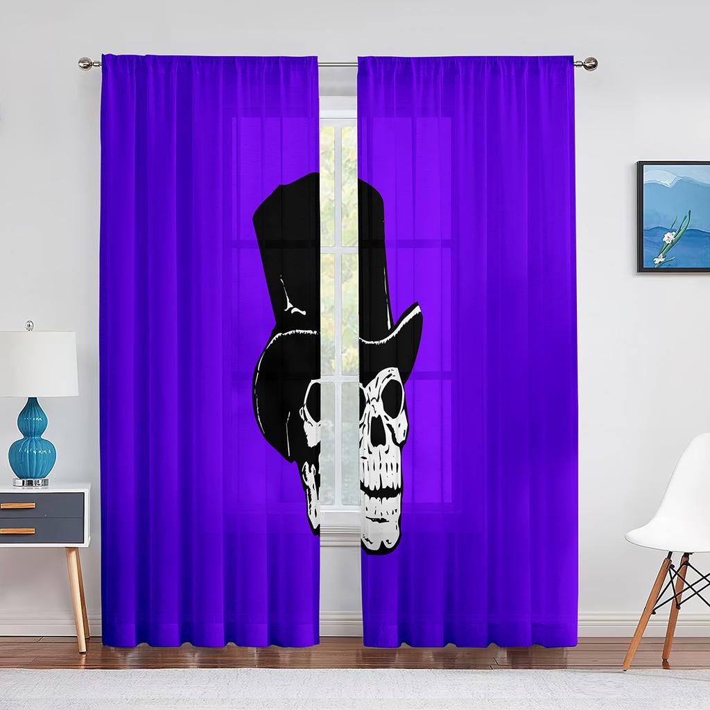 Dödskalle Textur med Huvudskål Huvudben Tyllgardiner för Vardagsrum Sovrum Chiffong Skir Voile Kök Fönstergardin Draperier