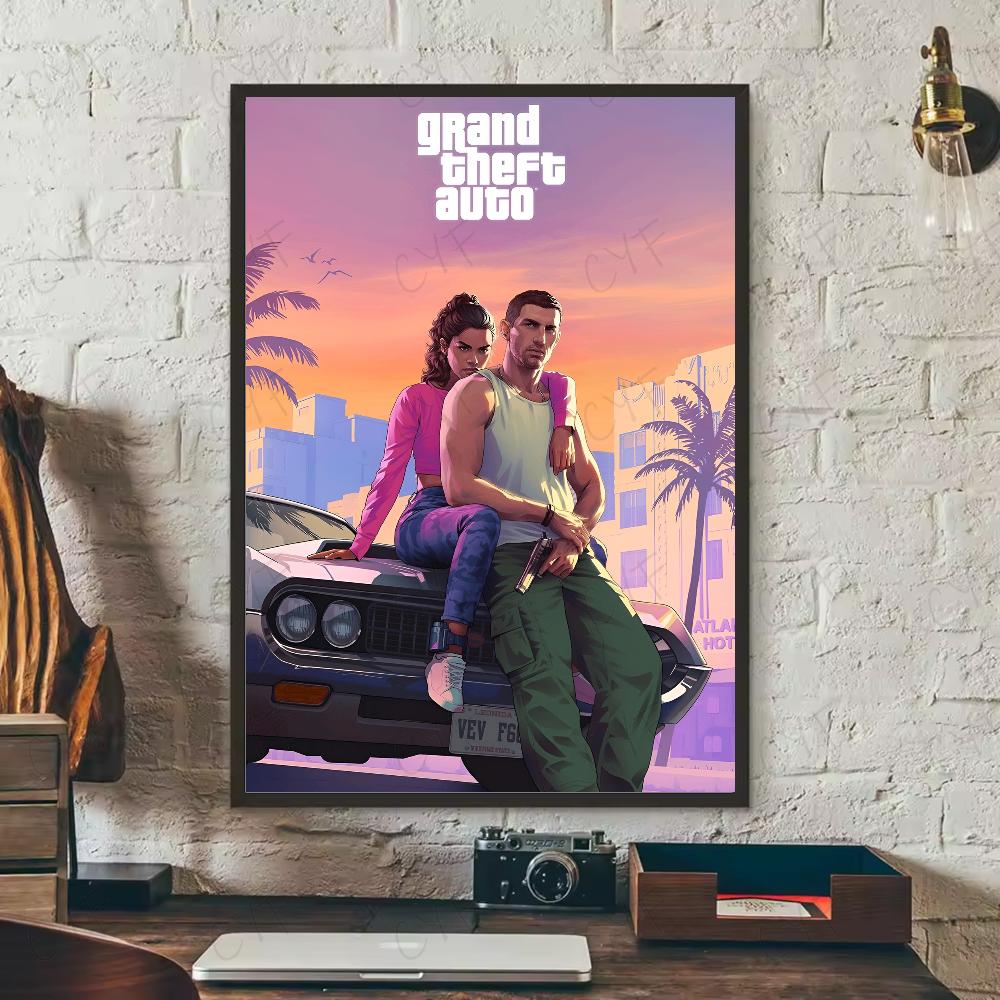 

Современная видеоигра G-Grand Theft Auto GTA5 Плакат HD искусство липкая стена водонепроницаемый дом гостиная спальня бар эстетическое украшение 21cm×30cm NoFrame