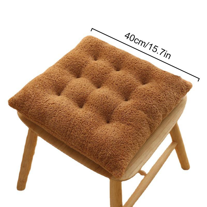 1Pc Thicken Thick  Mat Plush Warm Thick Chair Cushion Home Dining Chair Cushion Plain Color Seat Cushion Simulated Rabbit