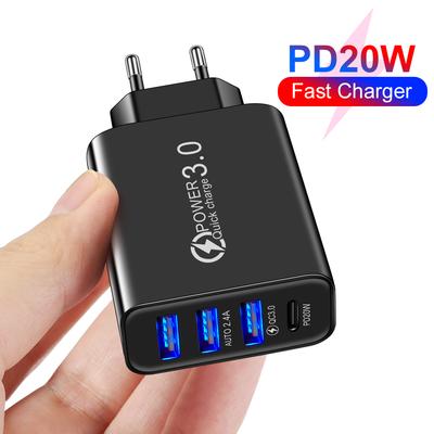 3 USB Phone Charger Type-C Quickly Charging Adapter PD20W QC Fast Charger Mobile Phone 5V Volt Power Supply USB Port