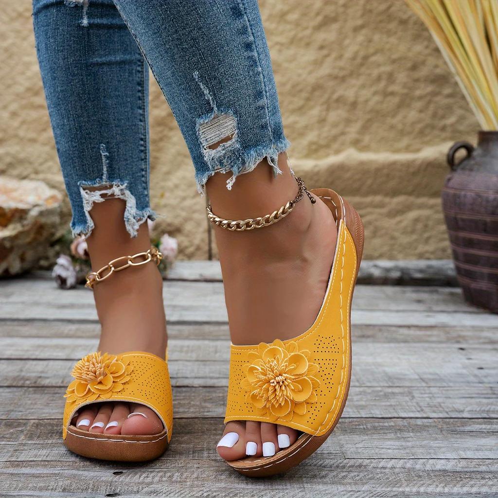 Fashion Sandals Women Summer New 2025 Women's Woven Flower Wedge Slippers Outdoor Sports Beach Casual Peep Toe Comfortable Shoes