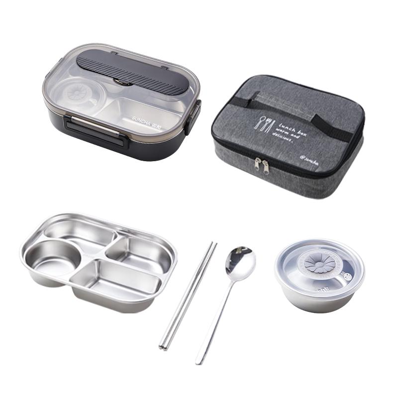 Double Gun 316L Stainless Steel Insulated Microwave-Safe Bento Box