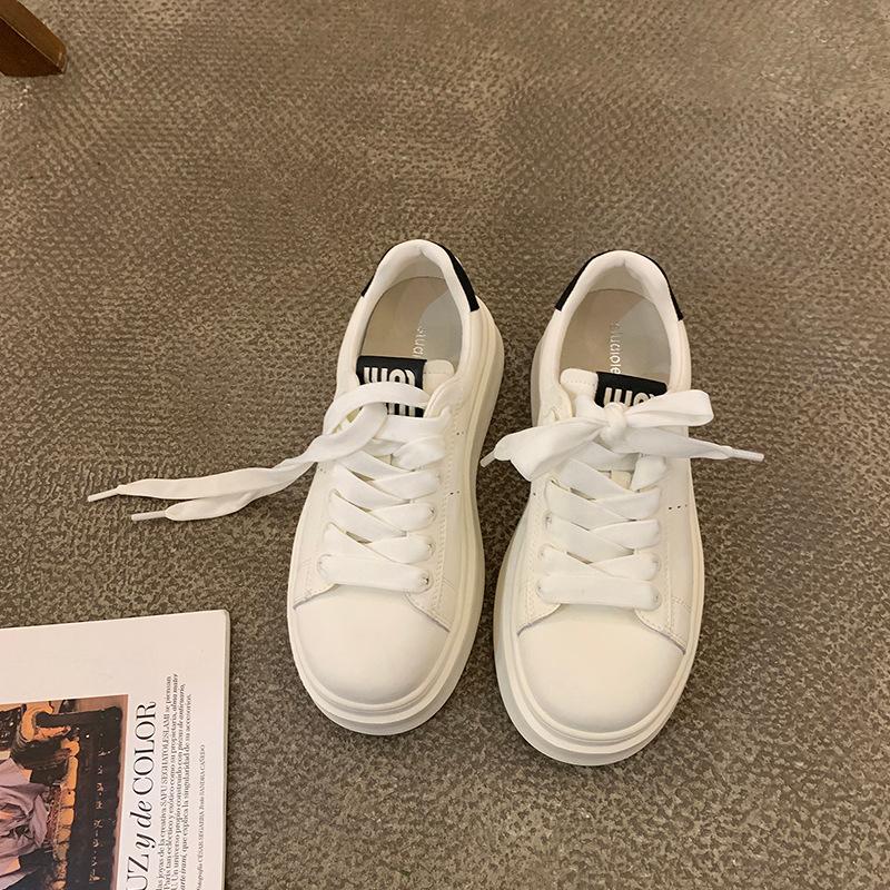 Grape mother cowhide platform white shoes 2025 new sports and leisure shoes women's white shoes platform shoes board shoes women