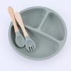 Children's Silicone Divided Plate Set: Food-Grade Tableware with Fork & Spoon for Babies and Toddlers