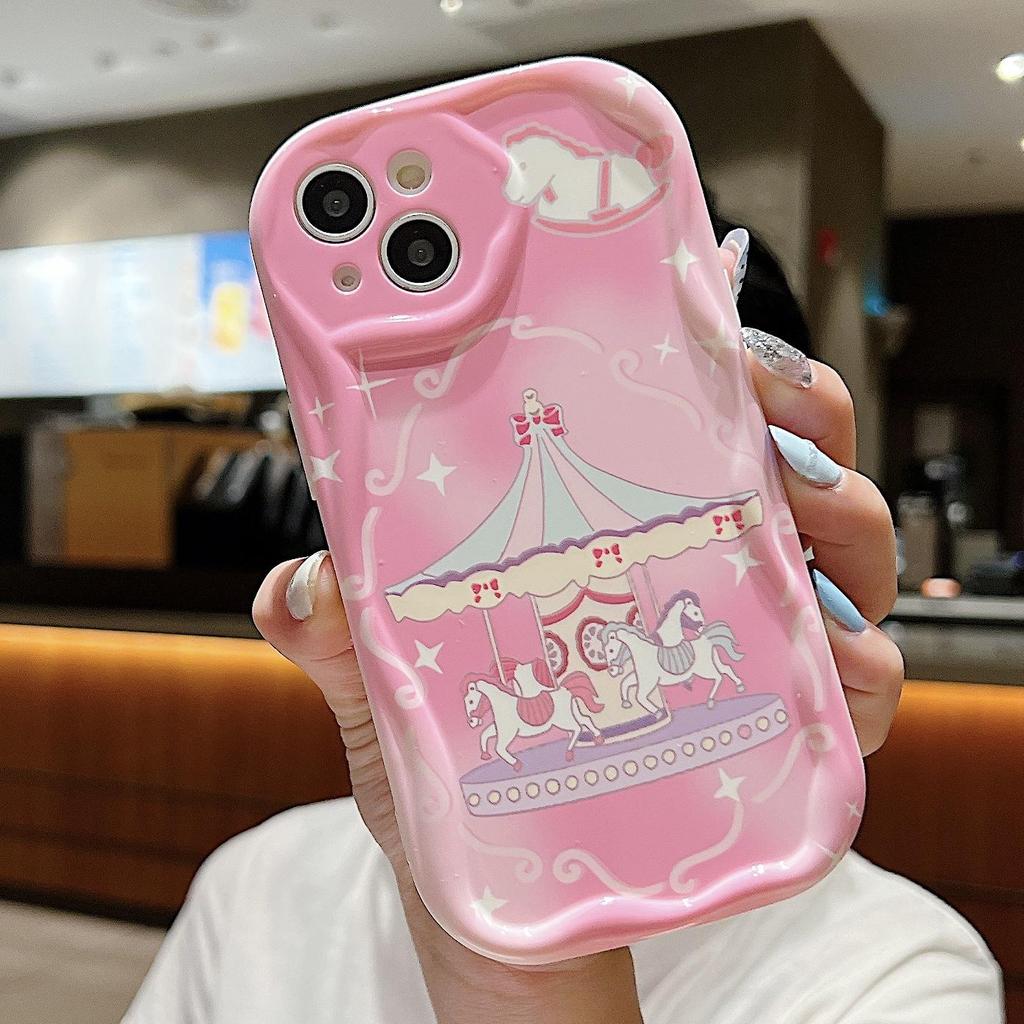 Carousel Silicone Case for Xiaomi Redmi Note 14 13 Samsung A56 A26 A36 Oppo A3 A5 Pro Tecno Spark 30C Funda Cartoon Lucky Dog Cover Soft TPU Bumper
