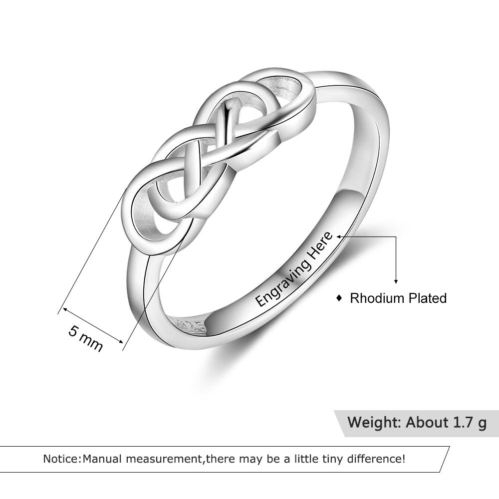 Fashion Personalized Ring Anniversary Jewelry Customized Any Letters Square Knot Shape Ring Wedding Gift For Women (Ri103843 )