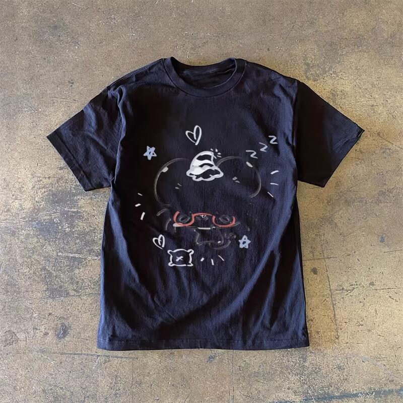 Pure Cotton Short Sleeve Tshirt Unisex Loose Fit Retro American Style Double Thread 3a260g Lightweight Breathable Summer Top