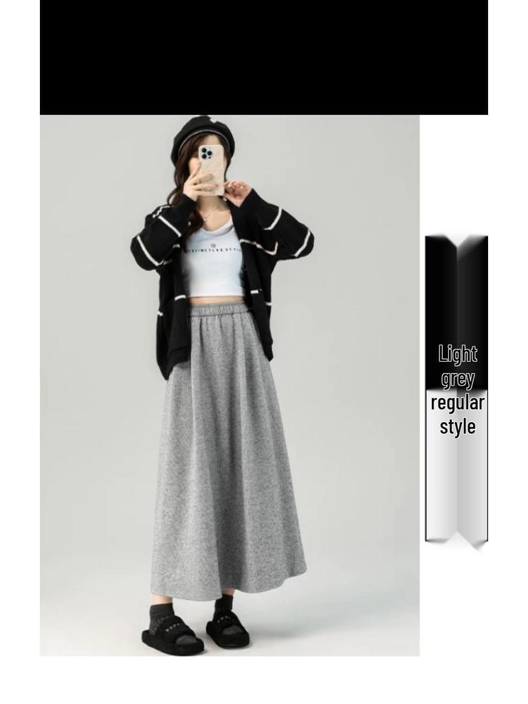 Off-White High Waist Glutinous Rice A-Line Skirt for Women - Slim, Flattering, Mid-Length, Yamamoto Style, Spring/Autumn/Winter 2025