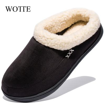 Winter Men Slippers New Warm Men's Slippers Short Plush Flock Home Slippers for Men Hard-wearing Non-slip Sewing Male Shoes