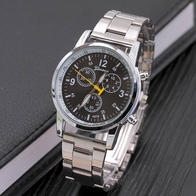 Personalized Decorative Fake Three-eye Six-pin Steel Strap Watch Fashion Trend Casual Sports Business Men's Watch