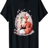 Tranquil Fox & Sakura  Cherry Blossom Vintage Art T-Shirt
