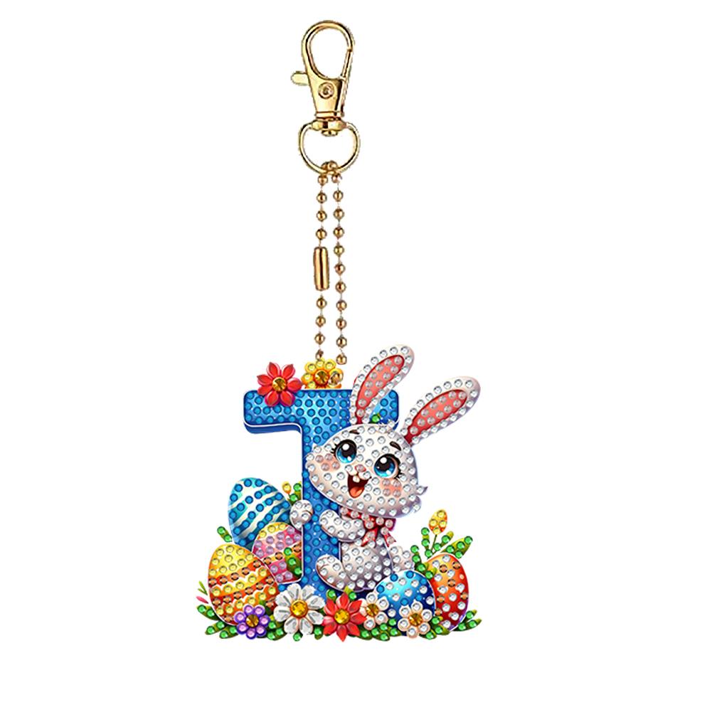 Easter Diamond Art Keychain Ornaments Double Sided Hanging Key Chains Diamond Painting Keychain Kits 5D DIY Diamond Art Pendants