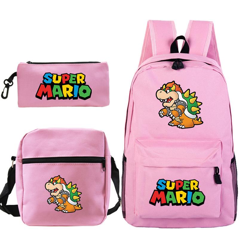 Super Mary Three-Piece Schoolbag, Male And Female Students, Large-Capacity Schoolbag, Shoulder Bag, Pencil Case.