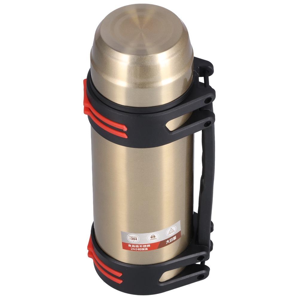 2000ml Insulated Bottle Double Wall Insulation Sealed Anti Leak Lid Outdoor Kettle Carry Handle Rustless Steel Liner