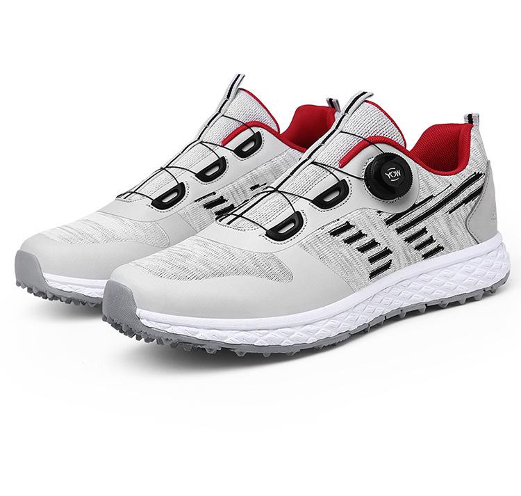 

Fashion golf shoes fly-woven upper screw buckle casual shoes nail-free sports shoes men s and women s sports shoes 35 світло-сірого кольору