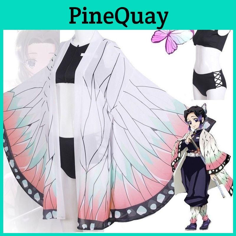 Charmant Ensemble Bikini Costume Demon Slayer Kimetsu No Yaiba Avec Cape Confortable Pour le Plaisir d'Été