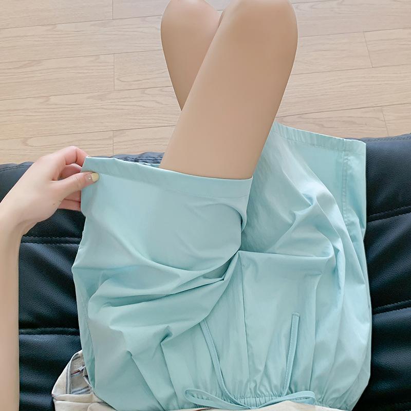 

Шорты Yamamoto из ледяного шелка Женские летние тонкие Новые с высокой талией Повседневные широкие брюки Спортивные XL [Suitable for 125-72.5kg] озеро синий