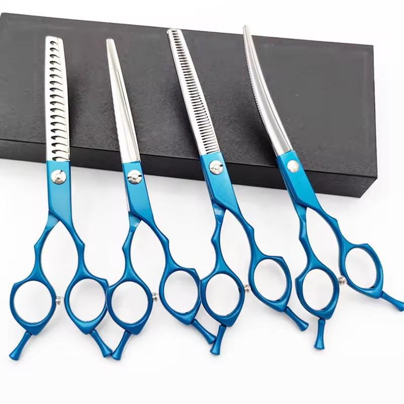 Professional Pet Grooming Scissors Set Dogs Cats Straight Thinning Curved Blades With Carry Case