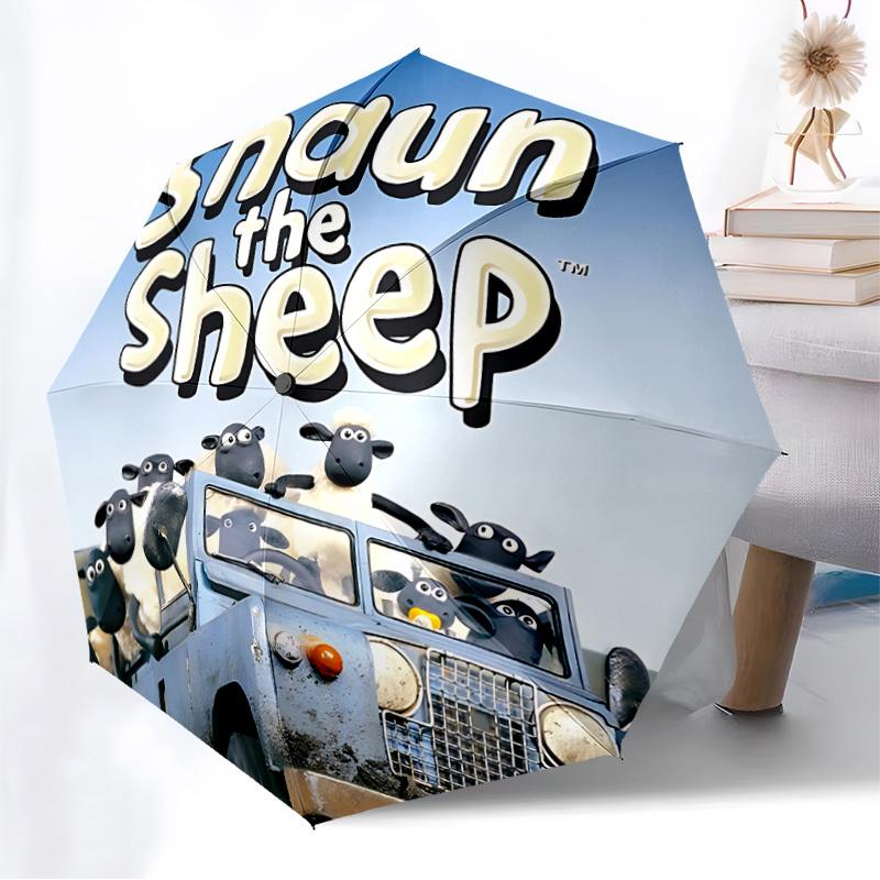1 Guarda-chuva Dobrável Automático Ovelha Shaun, Design Portátil Dobrável, Acessório Casual para Exterior L1127041
