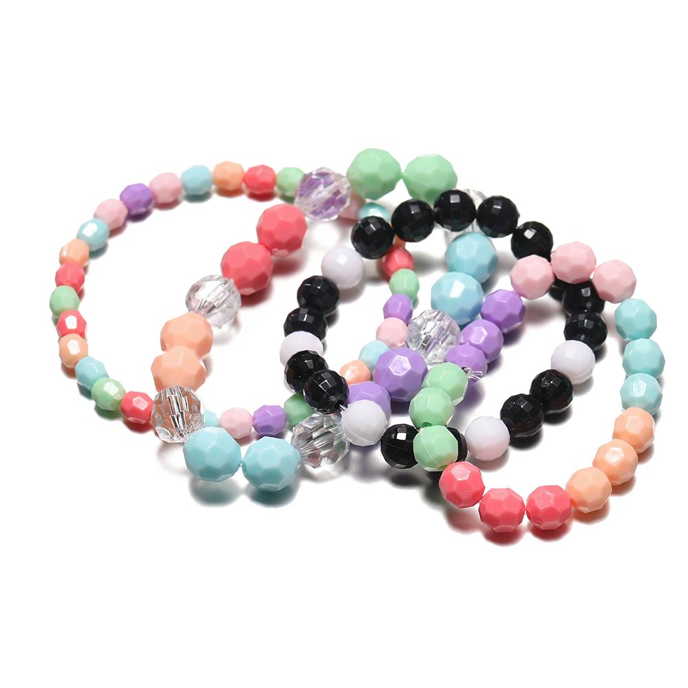 812 Stück/Karton 6/8/10mm Acryl Runde Facettierte Perlen Kits mit 0,8mm Elastischem Band für DIY Armband Halskette Schmuckherstellung Zubehör