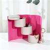 3-stöckige zylindrische PU-Leder Schmuckschatulle, Tragbarer Reise Mini Schmuckorganizer Ohrringe Ringe Aufbewahrungsetui Geschenkbox