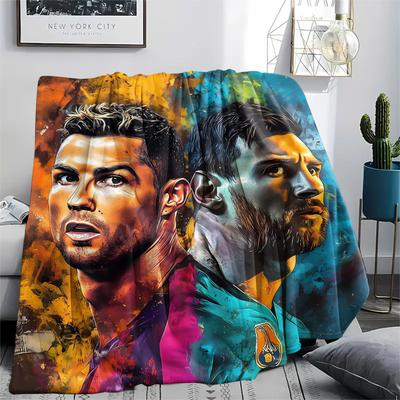 1Pc CR7 Print Flannel Blanket, High Quality Comfortable for All Seasons, Home Decor, Warmth and Comfort, Perfect for Christmas Gifts