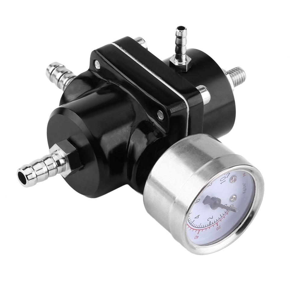 Fuel Pressure Regulator, Aluminum Alloy Fuel Pressure Regulator Gauge Kit with Hose 0-140 Psi