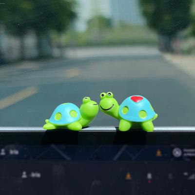 4 Stück Schildkröten-Armaturenbrett-Dekorationen fürs Auto, Kunstharz, Mini-Schildkröten-Ornamente, wasserdichte Cartoon-Schildkröten-Figur für den Autoinnenraum, Auto-Bildschirm, Home-Office-Dekor
