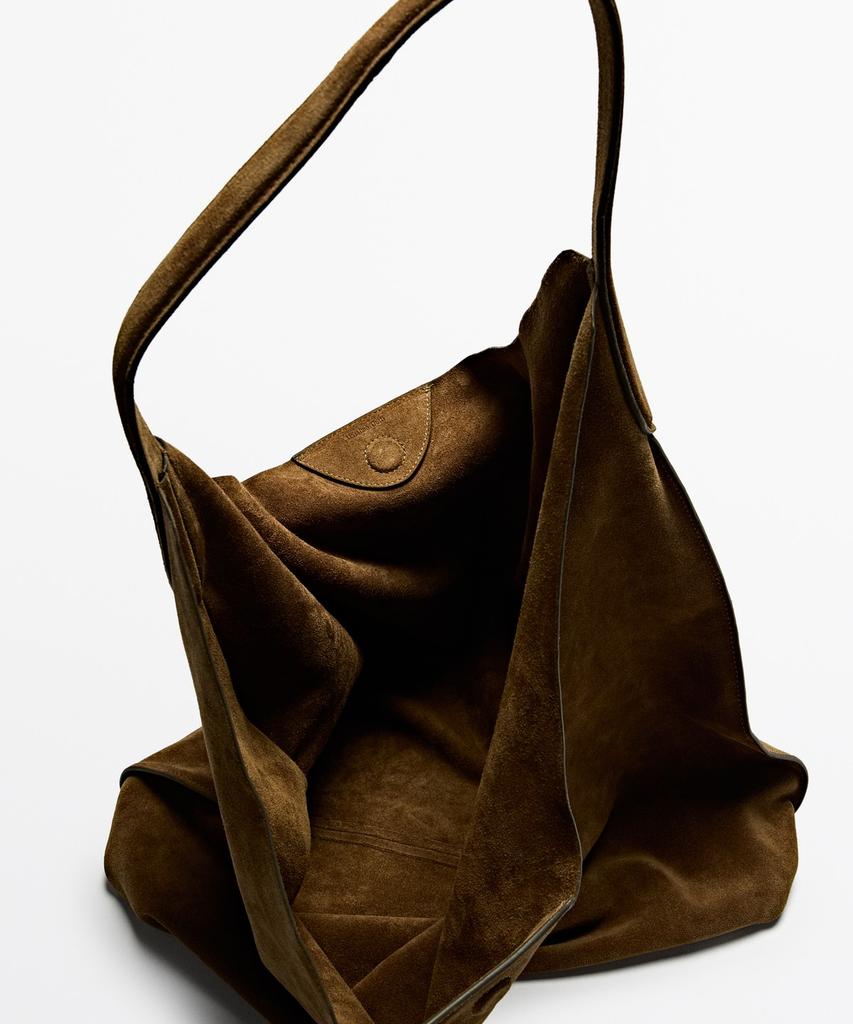 Massimo Dutti Split Suede Maxi Shoulder Bag