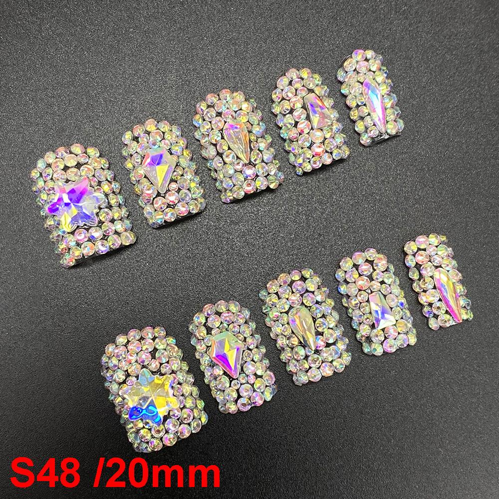Glossy Hand Paint Thickness Acrylic Handmade Nail Sets 10PCS Multicolor Luxurious Gorgeous UV Gel Carved Artificial Manicure Art