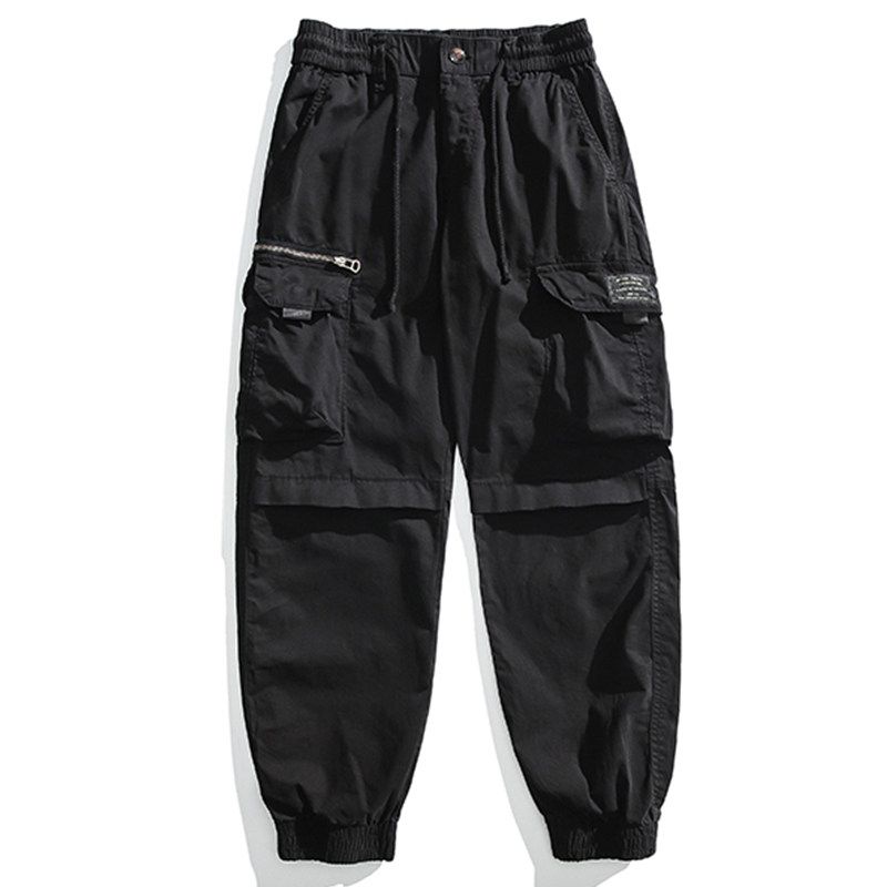 Japan fashion Retro Spring and Autumn Men's Loose Ankle-tied Multi-pockets Overalls American Casual All-matching Cotton Sports Trousers