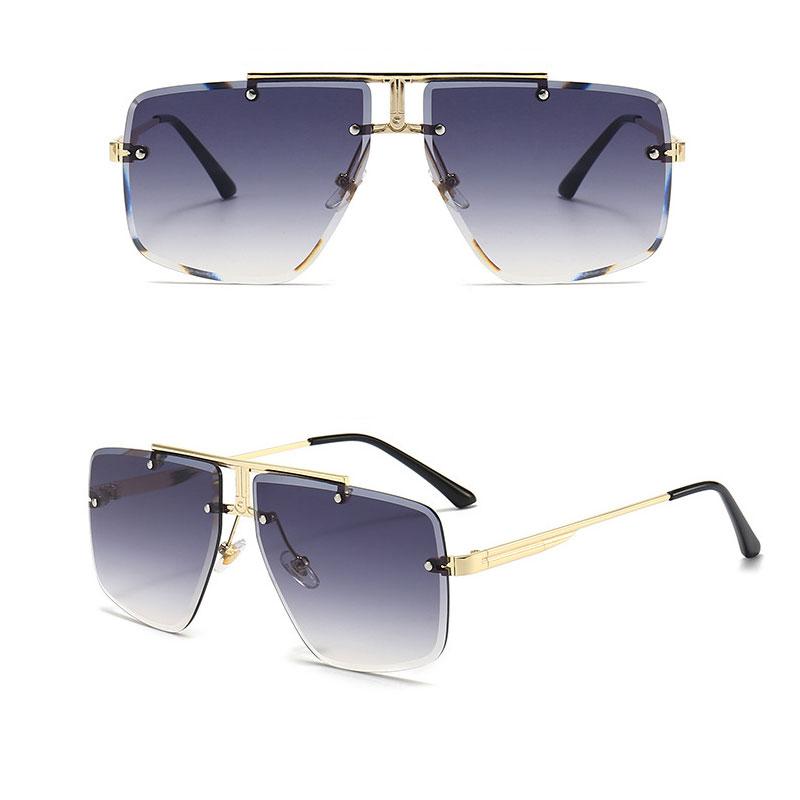 Fashion Frameless Cool Men Driving Glasses Goggle Summer Gradient Sunglasses Vintage Pilot Sun Glasses Punk