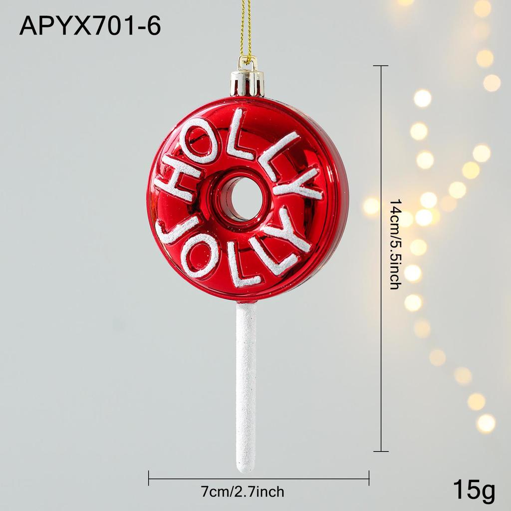 Red and White Sticky Powder Plastic Cartoon Pendant for Christmas Tree Decoration