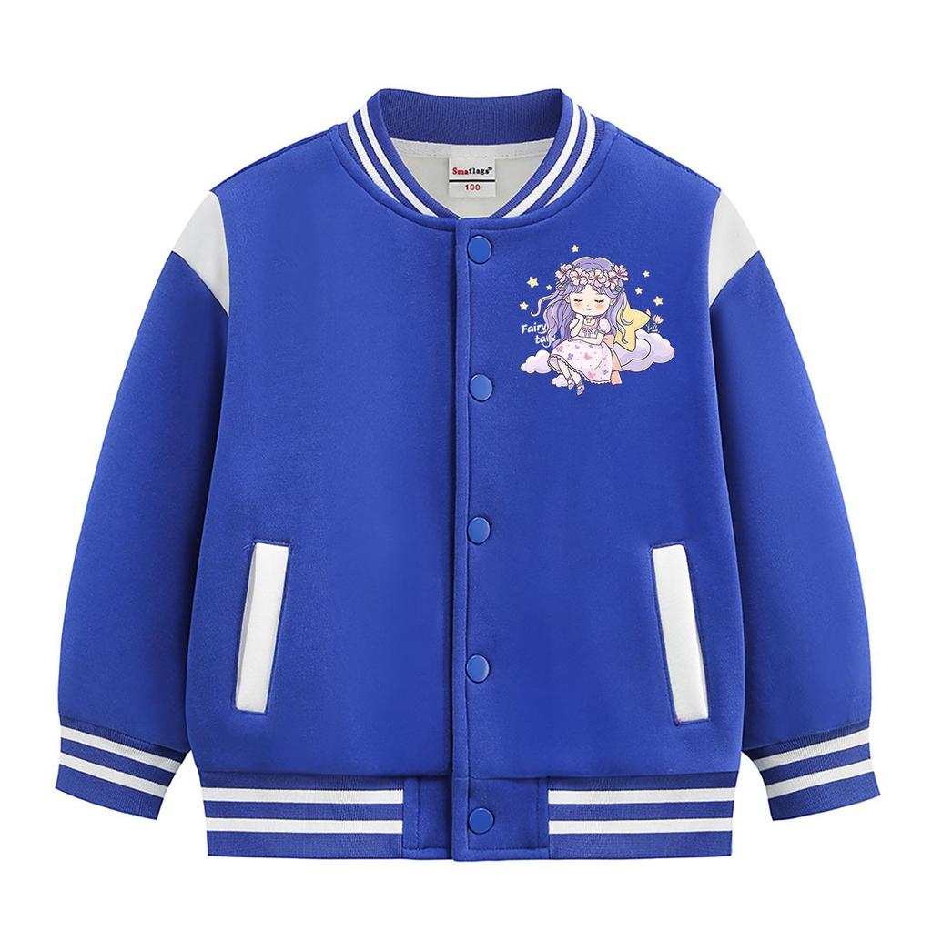 Girls' Fleece-Lined Baseball Jacket for Autumn/Winter 2026 - Thickened, Medium & Large Sizes