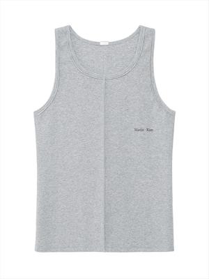 [Matinkim] Small Logo Pintuck Sleeveless Top For Men In Grey