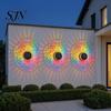 Ambient Solar Wall Sconce Light, 7 Color Changing Metal Fence Lamp with Backyard Lighting Projection, Outdoor Waterproof Garden Light for Yard