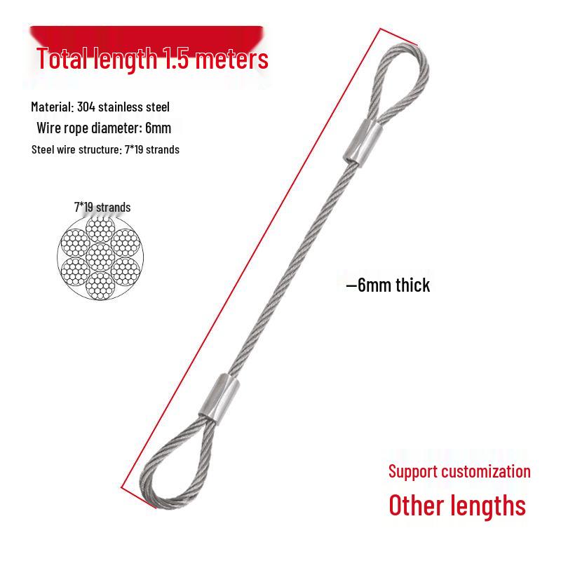 Rust-Proof, Wear-Resistant Steel Wire Rope with Aluminum Head - High Load-Bearing, Corrosion-Resistant, Thickened for Outdoor Industrial Safety