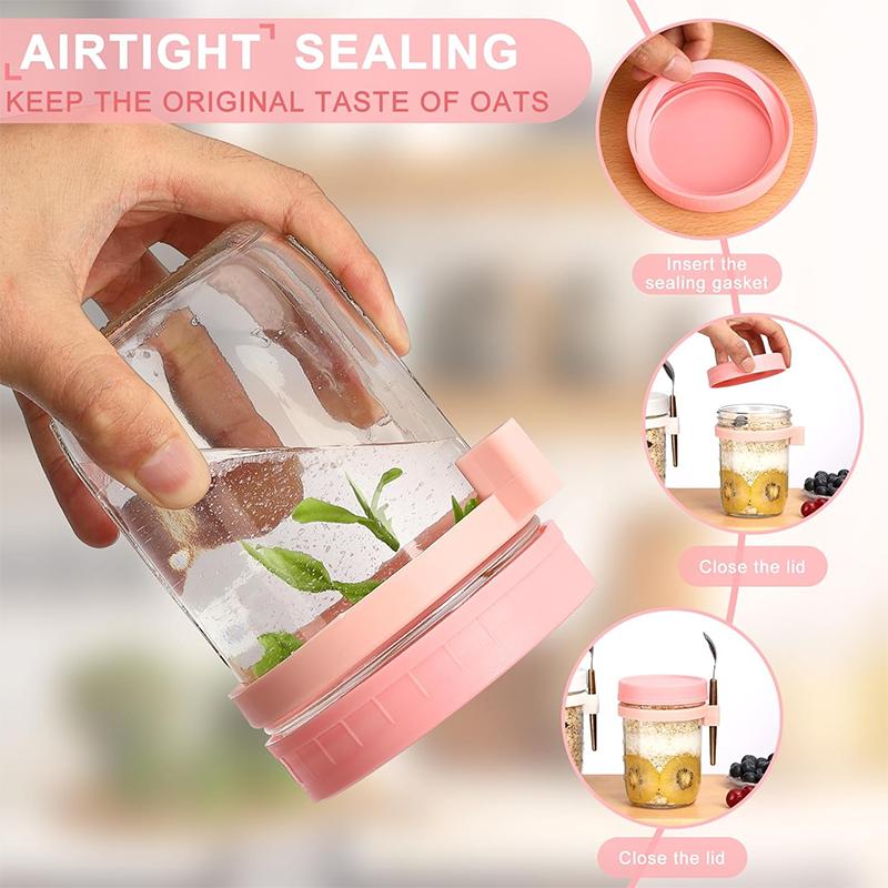 Overnight Oats Gläser Tragbare Müsli Joghurt Flasche Mittagessen Glas Overnight Oats Behälter mit Deckel Löffel Obstsalat Aufbewahrungsbox