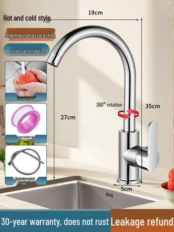 ZISIZ Hot & Cold Brass Kitchen Faucet