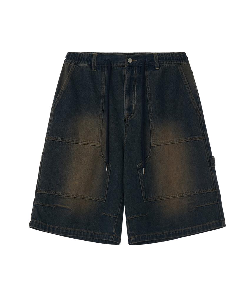 1993STUDIO Double Knee Carpenter Washed Denim Bermuda Pants_Blue