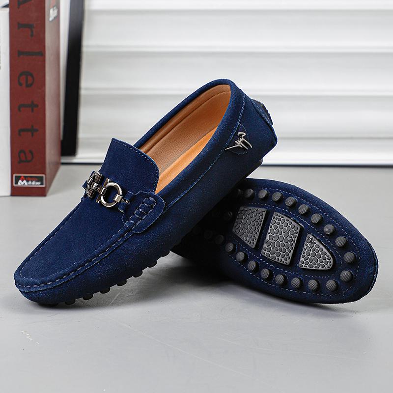 Sapatos masculinos de couro sem cadarço, leves, casuais, mocassins, clássicos, confortáveis, para dirigir, mocassins masculinos