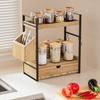 Organizzatore da Bancone per Bagno a 2 Livelli con Cassetto Organizer in Legno per Bancone per Stoccaggio, Organizer per Prodotti da Skincare per Toeletta, Scaffale da Bancone per Bagno