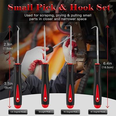 4pcs Pick and Hook Set Car Auto Oil Seal/O-Ring Seal Gasket Pick Hook Puller Remover Tire Stone Cleaning Auto Maintenance Tools