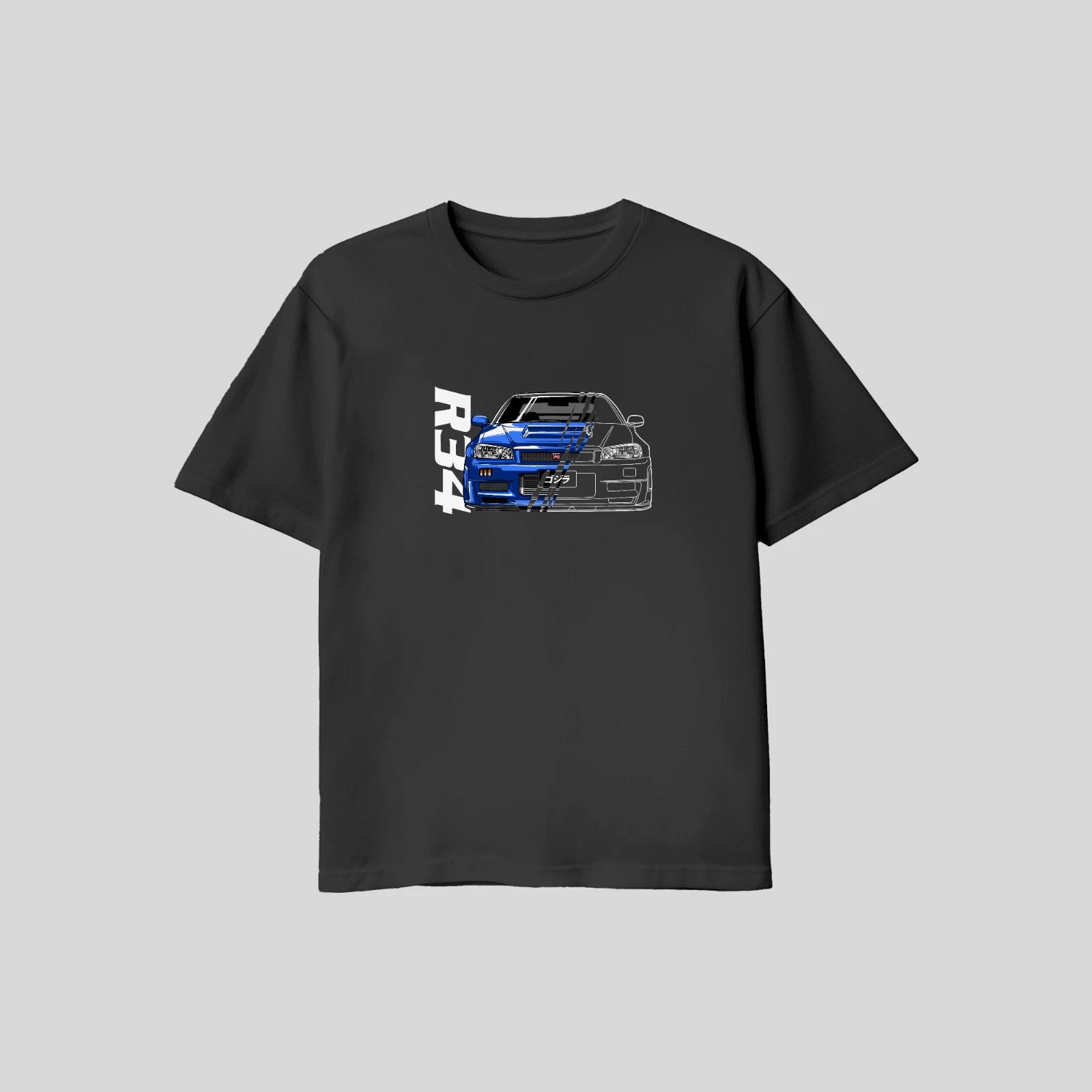 

Unisex Adult Casual Graphic GTR Skyline R34 Silhouette T Shirt XL L... L