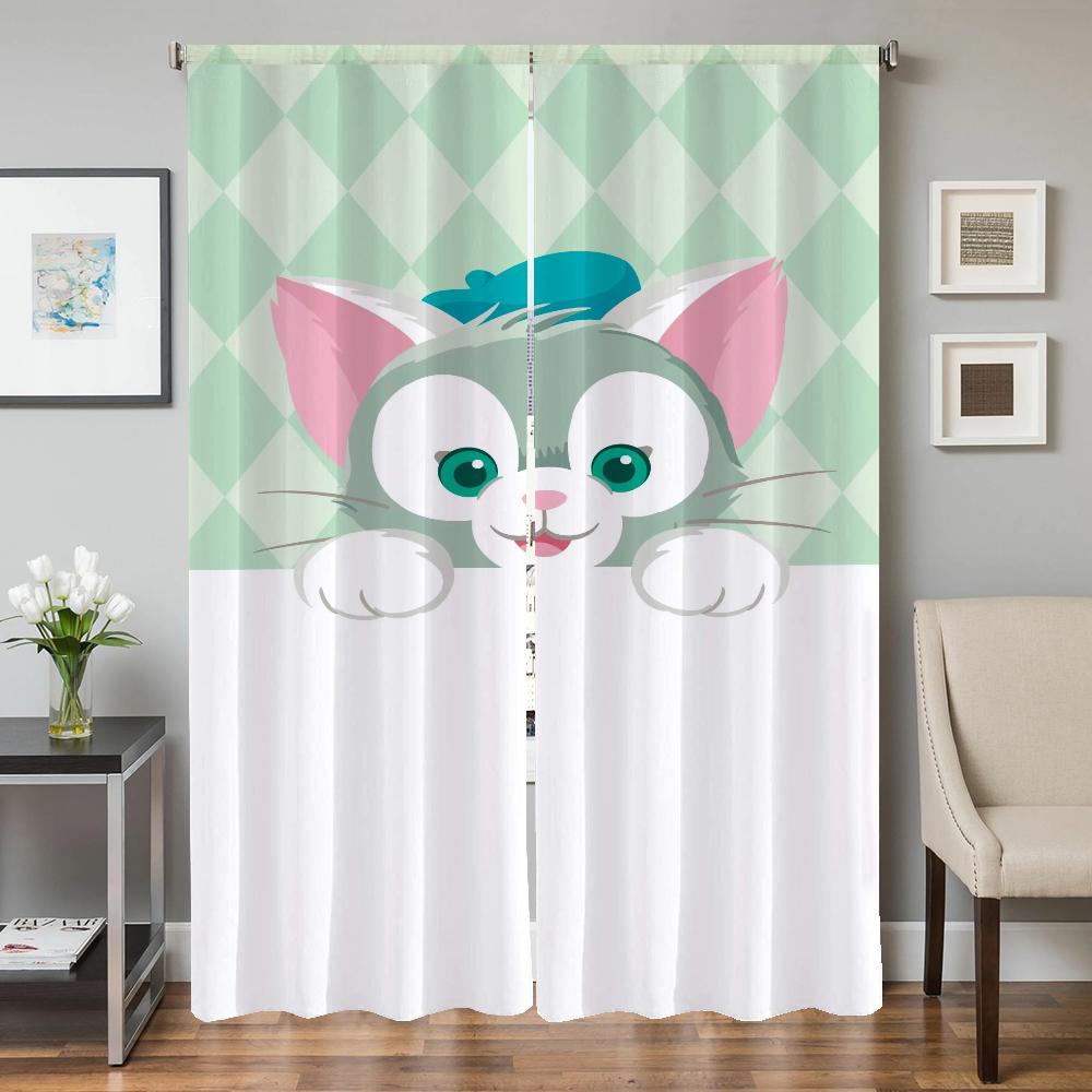 Home Interior Kitchen Curtains for Living Room 2 Pieces Blackout Curtains Door Curtain G-gelatoni-i Bedroom Decoration Partition