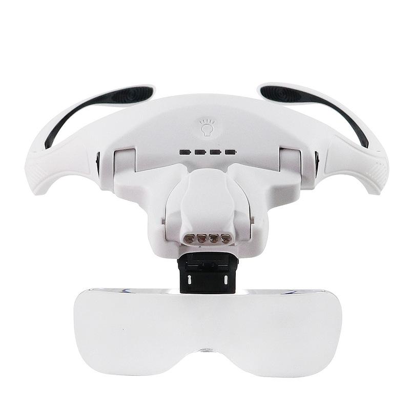 Head Magnifying Glass with 4 LED Light Head Mount Magnifier Glasses 5 Detachable Lens 1X 1.5X 2.0 X 2.5X 3.5X for Reading Repair